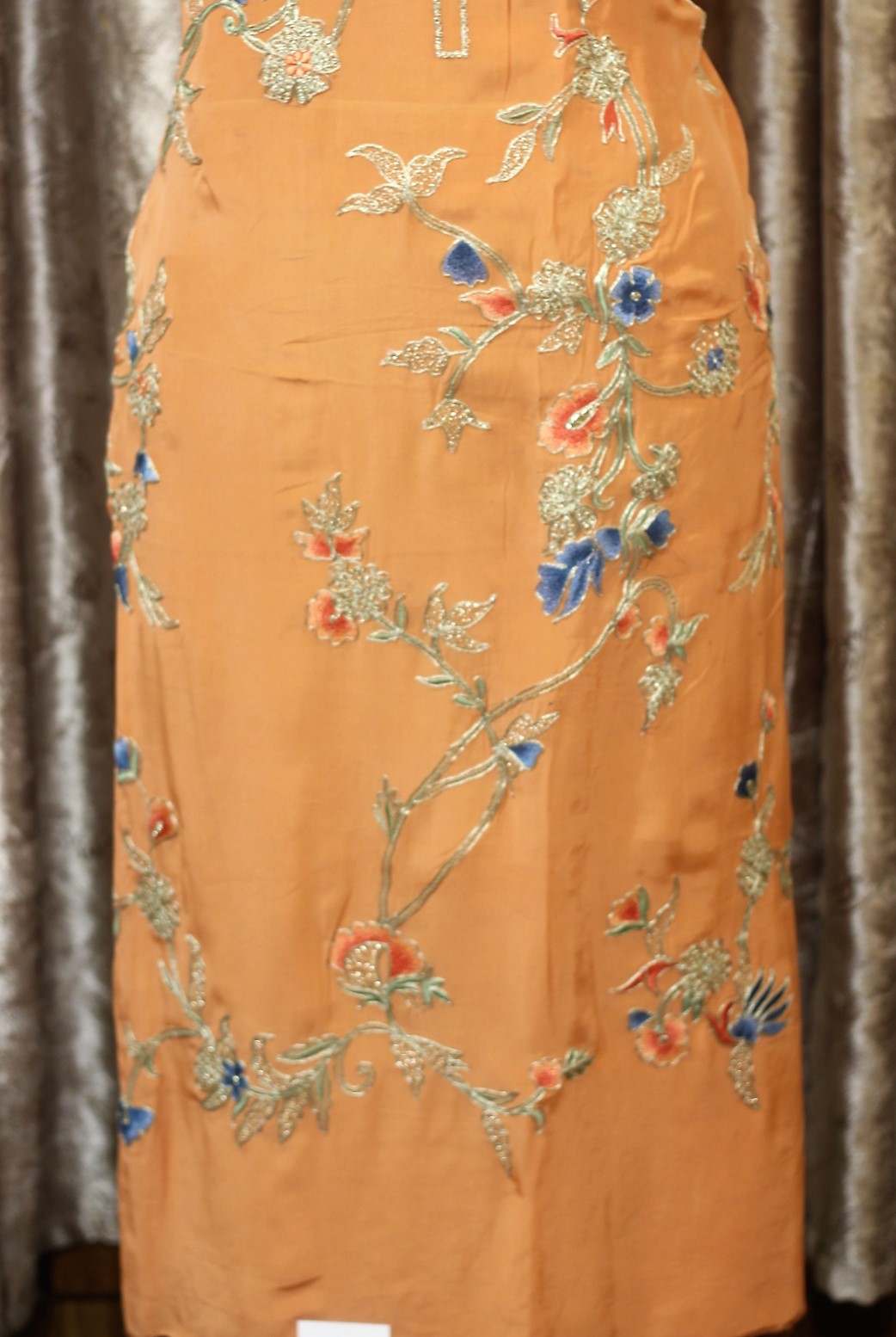 Peach Orange Full Suit With Tabbi Silk Tie Dye Dupatta-1262