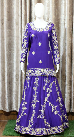 Purple Lehenga Choli With Chinon Chiffon Dupatta-1286