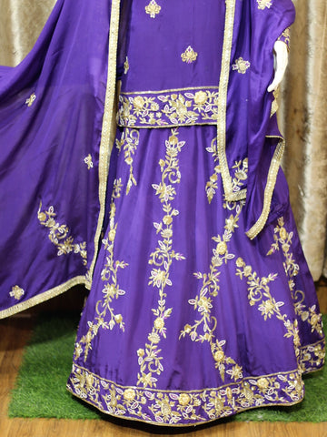 Purple Lehenga Choli With Chinon Chiffon Dupatta-1286