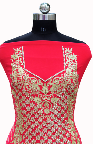 Red Full Suit With Same Colour Dupatta