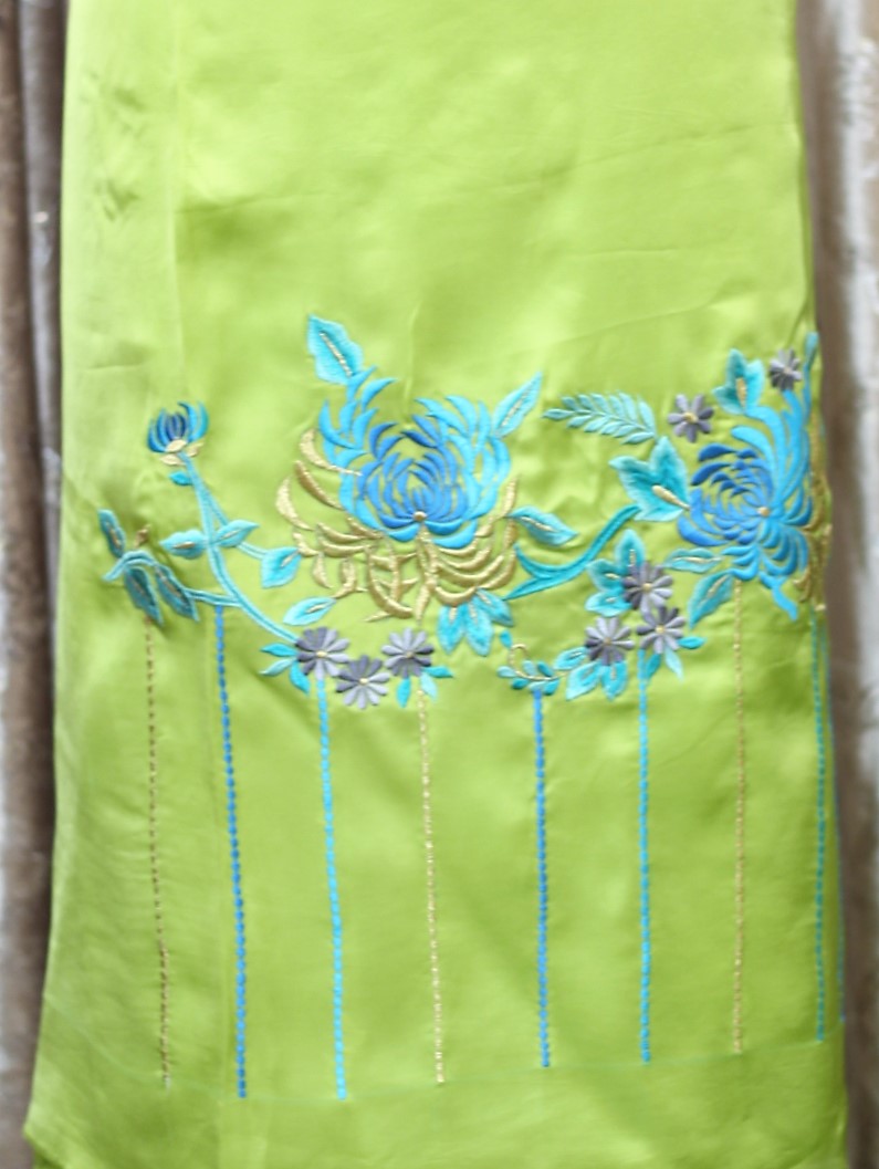 Parrot Green Full Suit With Tabbi Silk Tie Dye Dupatta-1301