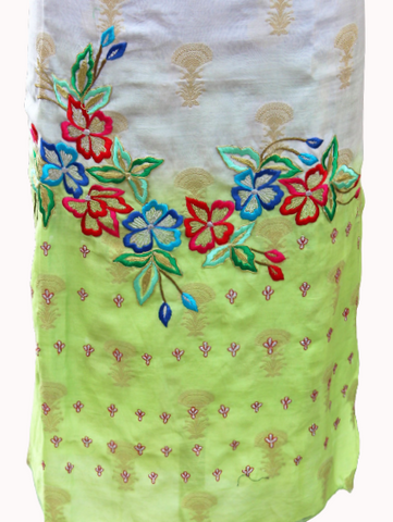 Greay and Green Double Dye Suit With Tie Dye Dupatta