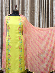 Yellow Parrot Full Suit with Georgette Chiffon Bandhani Dupatta-1306