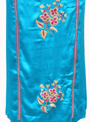 Firoji Blue  Full Suit With Pink Tabbi Silk Dupatta