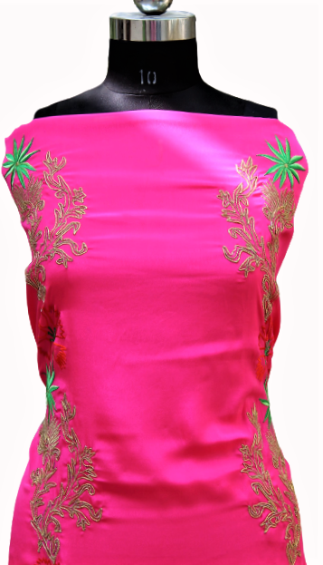 Pink Full Suit With Green Chinon Chiffon Dupatta
