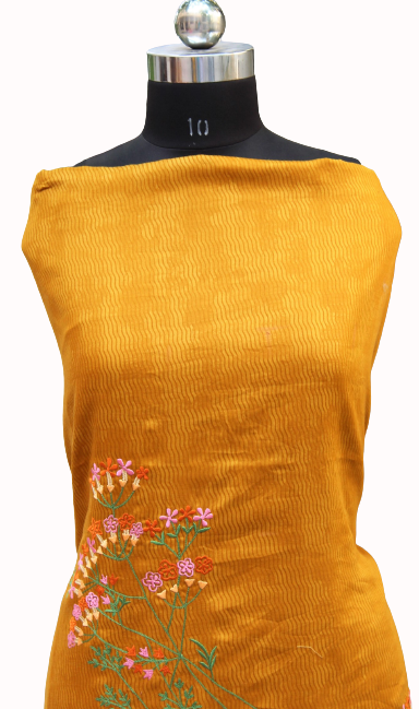 Mustard Full Suit With Chanderi Kota Tie Dye Dupatta