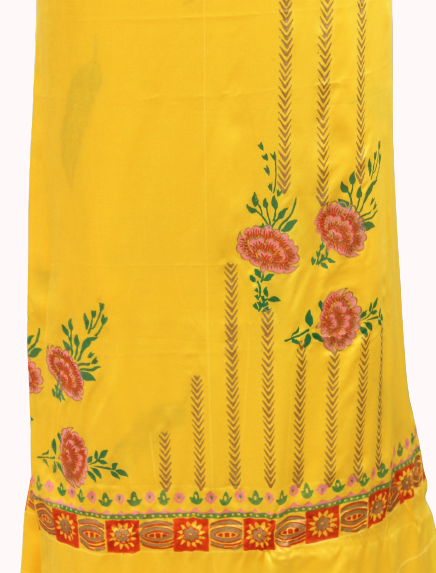 Yellow Full Suit With Chanderi Kota Tie Dye Dupatta