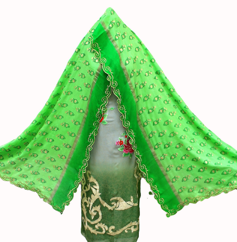 Double Dye Full Suit With Green Tabbi Silk Dupatta