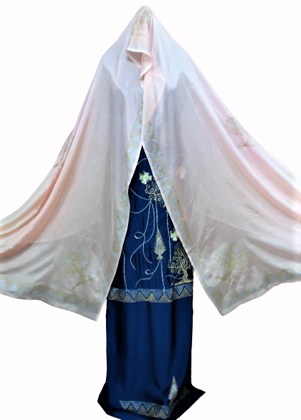 Peacock Blue Full Suit With Tabbi Silk Dupatta