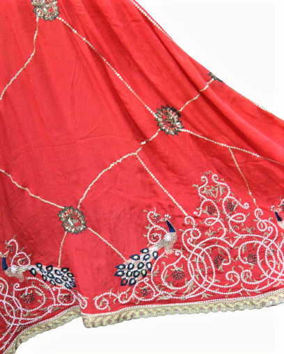 Red Full Suit With Chinon Chiffon Dupatta