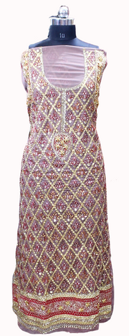 Dusty Rose Gold Full Suit With Chinon Chiffon Dupatta