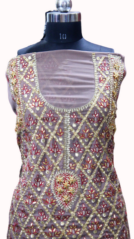 Dusty Rose Gold Full Suit With Chinon Chiffon Dupatta