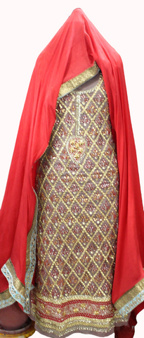 Dusty Rose Gold Full Suit With Chinon Chiffon Dupatta