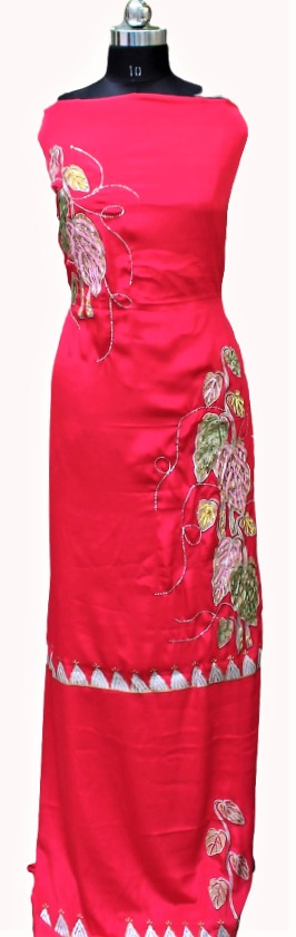 Red Full Suit With Tabbi Silk Tie Dye Dupatta