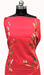 Red Full Suit With Chanderi Kota Tie Dye Dupatta