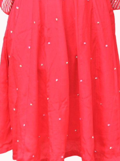 Red Full Suit With Organza Tie Dye Dupatta