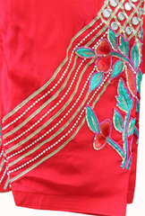 Red Full Suit With Organza Tie Dye Dupatta