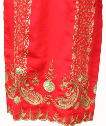 Red Full Suit With Chinon Chiffon Dupatta