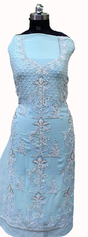 Light Firoji Full Suit With Same Colour Chinon Chiffon/Net/Organza Dupatta