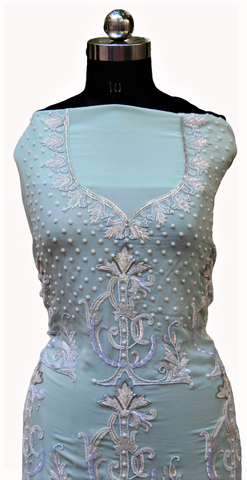 Light Firoji Full Suit With Same Colour Chinon Chiffon/Net/Organza Dupatta