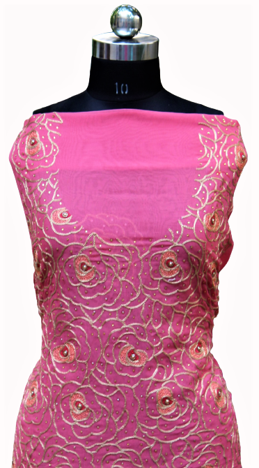 Onion Pink Full Suit With Same Colour Dupatta