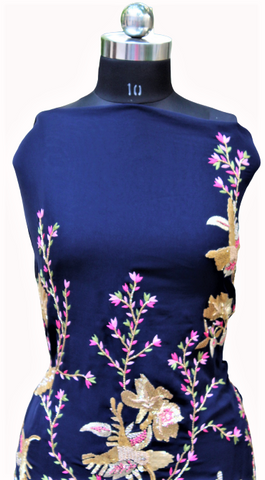 Navy Blue Full Suit With Same Colour/ Pink Dupatta