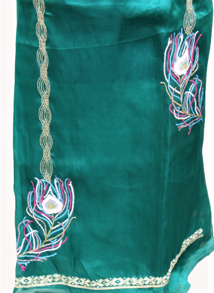 Bottle Green Full Suit With Same Colour/ Baby Pink Dupatta