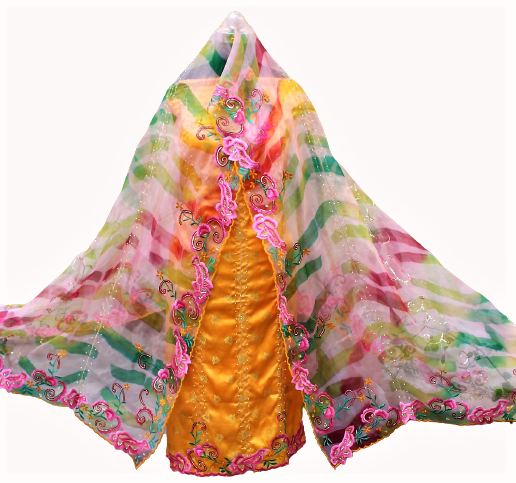 Mustards Yellow Full Suit With Organza Tie Dye Dupatta
