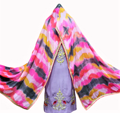 Lavender Full Suit With Tabbi Silk Tie Dye Dupatta