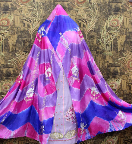 Light Purple Full Suit With Tabbi Silk Tie Dye Dupatta