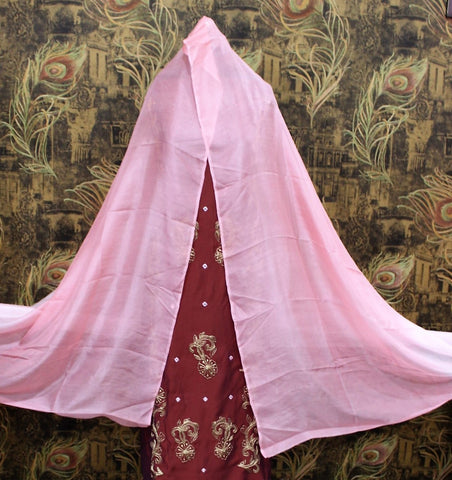 Maroon Full Suit With Pink Tabbi Silk Dupatta