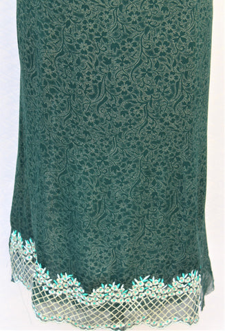 Bottle Green Full Suit With Chinon Chiffon Tie Dye Dupatta