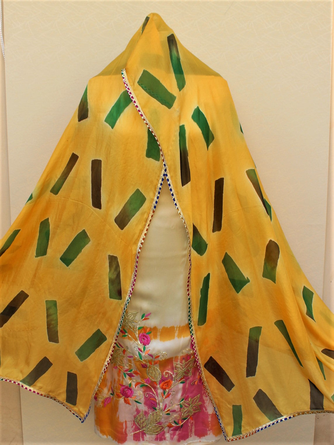 Light Yellow Tie Dye Full Suit With Tabbi Silk Tie Dye Dupatta