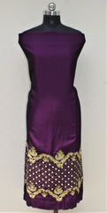 Dark Purple Full Suit With Tabbi Silk Tie Dye Dupatta