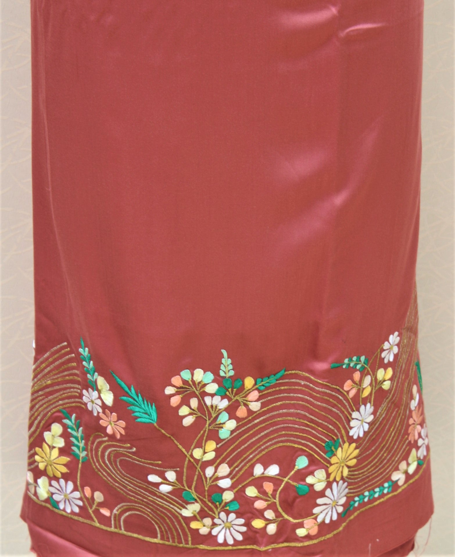Brown Full Suit With Off White Malmal Dupatta