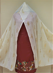 Brown Full Suit With Off White Malmal Dupatta
