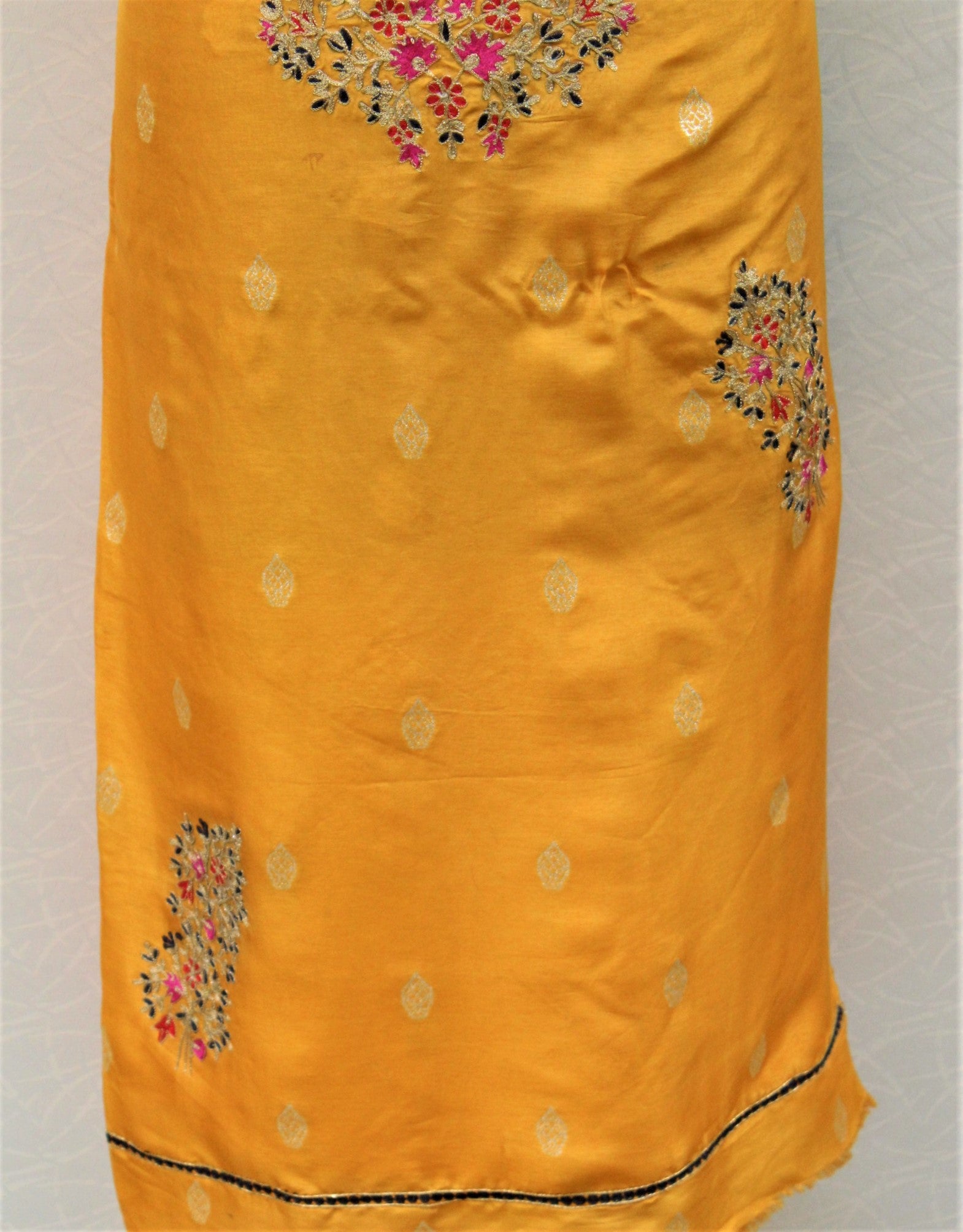 Mustard Full Suit With Tabbi Silk Tie Dye Dupatta