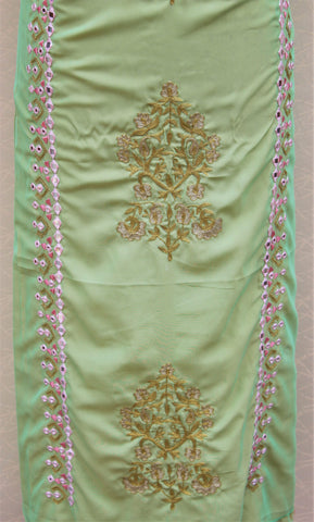 Green Full Suit With Pinkish Peach Georgette Dupatta