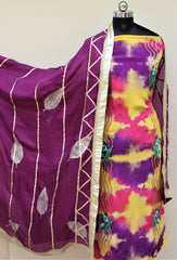 Purple Tie Dye Full Suit With Tabbi Silk Dupatta