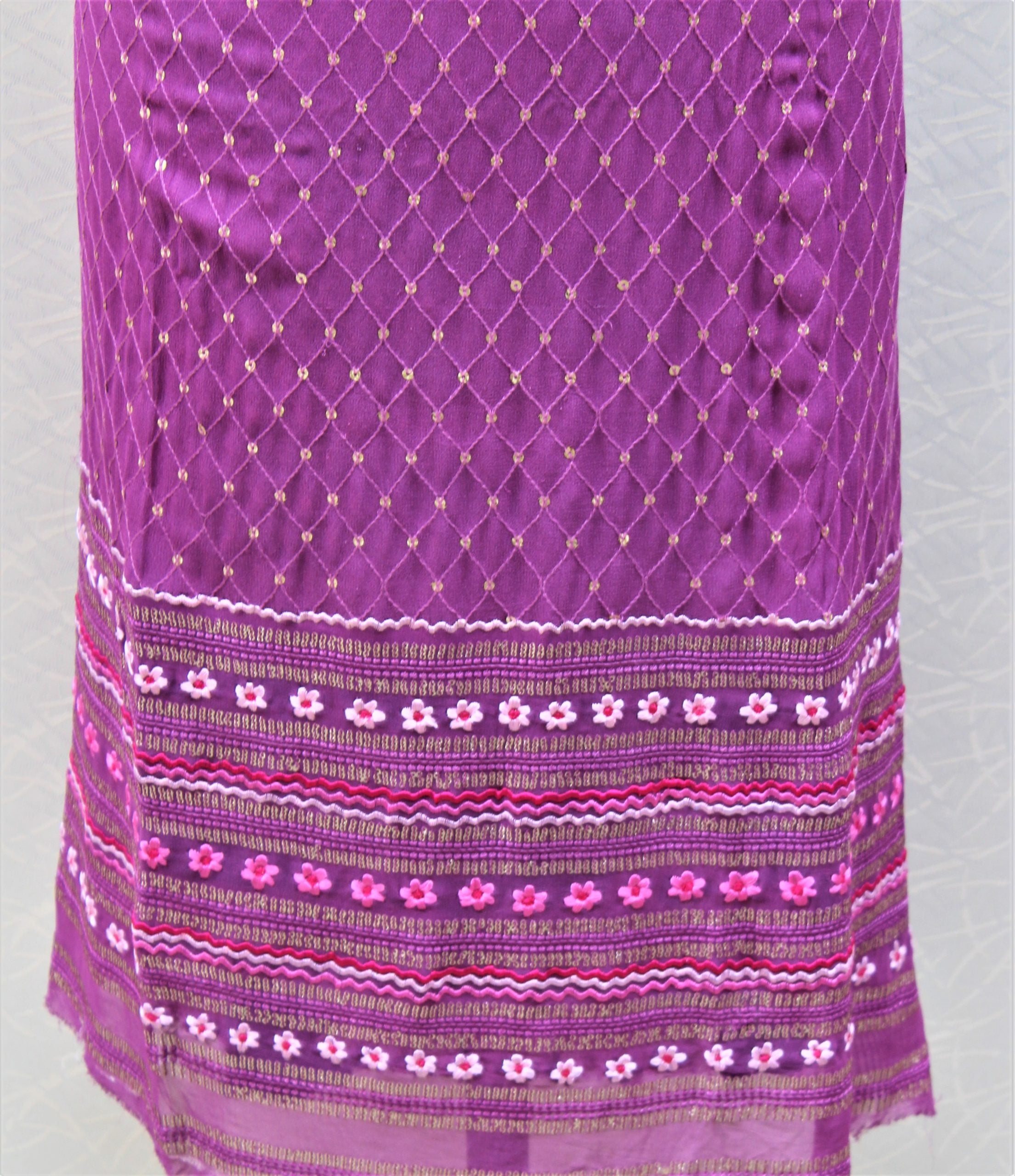 Purple Full Suit With Pink Chanderi Dupatta