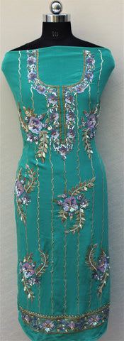 Light Peacock Full Suit With Chinon Chiffon/Net Dupatta