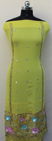 Lemon Full Suit With Pink Dupatta