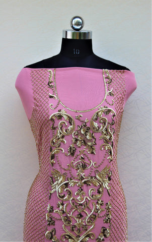 Dusty Gajari Pink Full Suit With Chinon Chiffon Dupatta