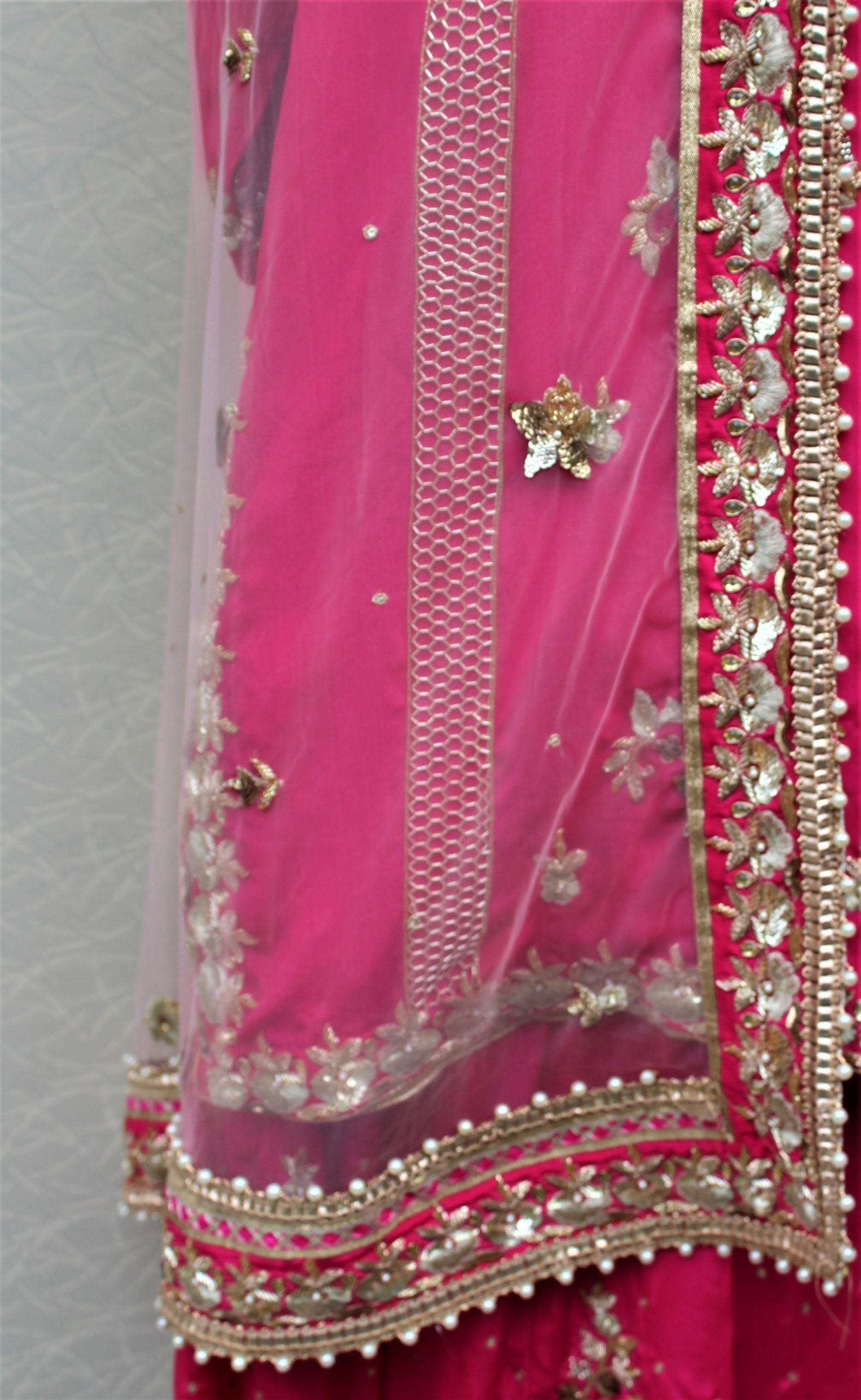 Magenta Sharara Suit With Light Pink Net Dupatta