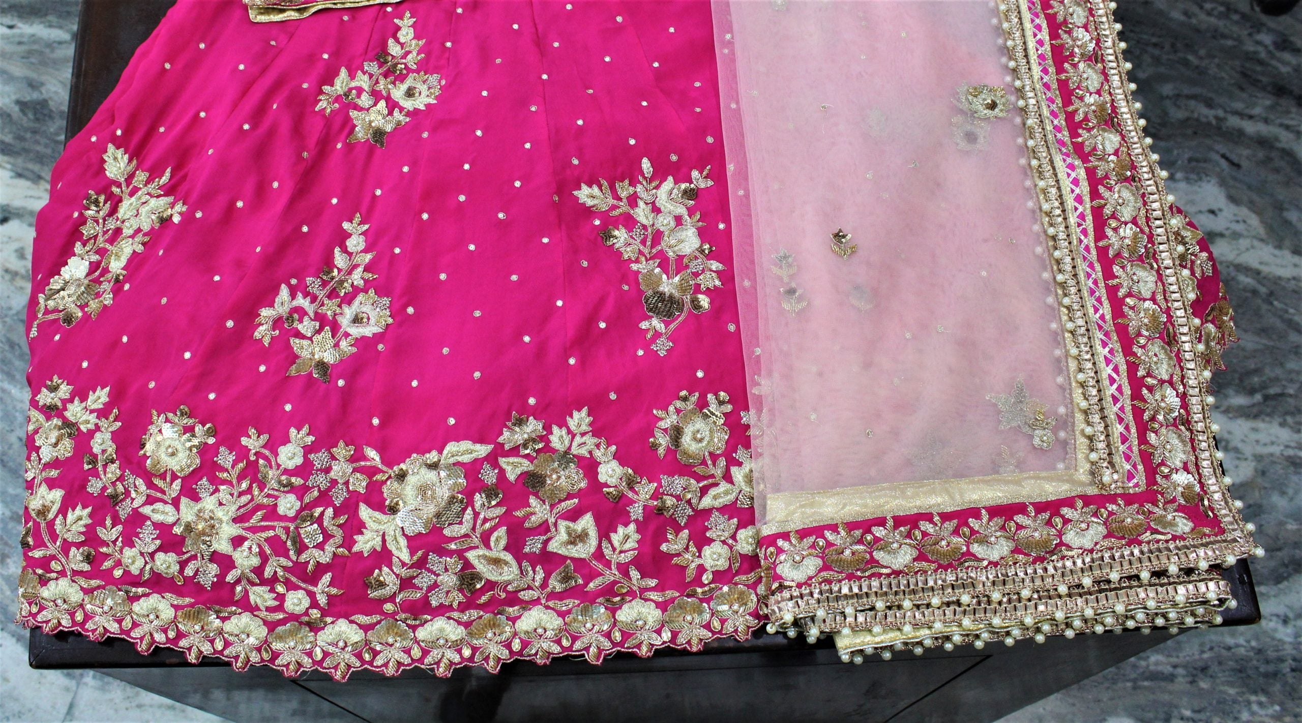 Magenta Sharara Suit With Light Pink Net Dupatta