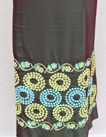 Dark Mehndi Full Suit With Chiffon Tie Dye Dupatta