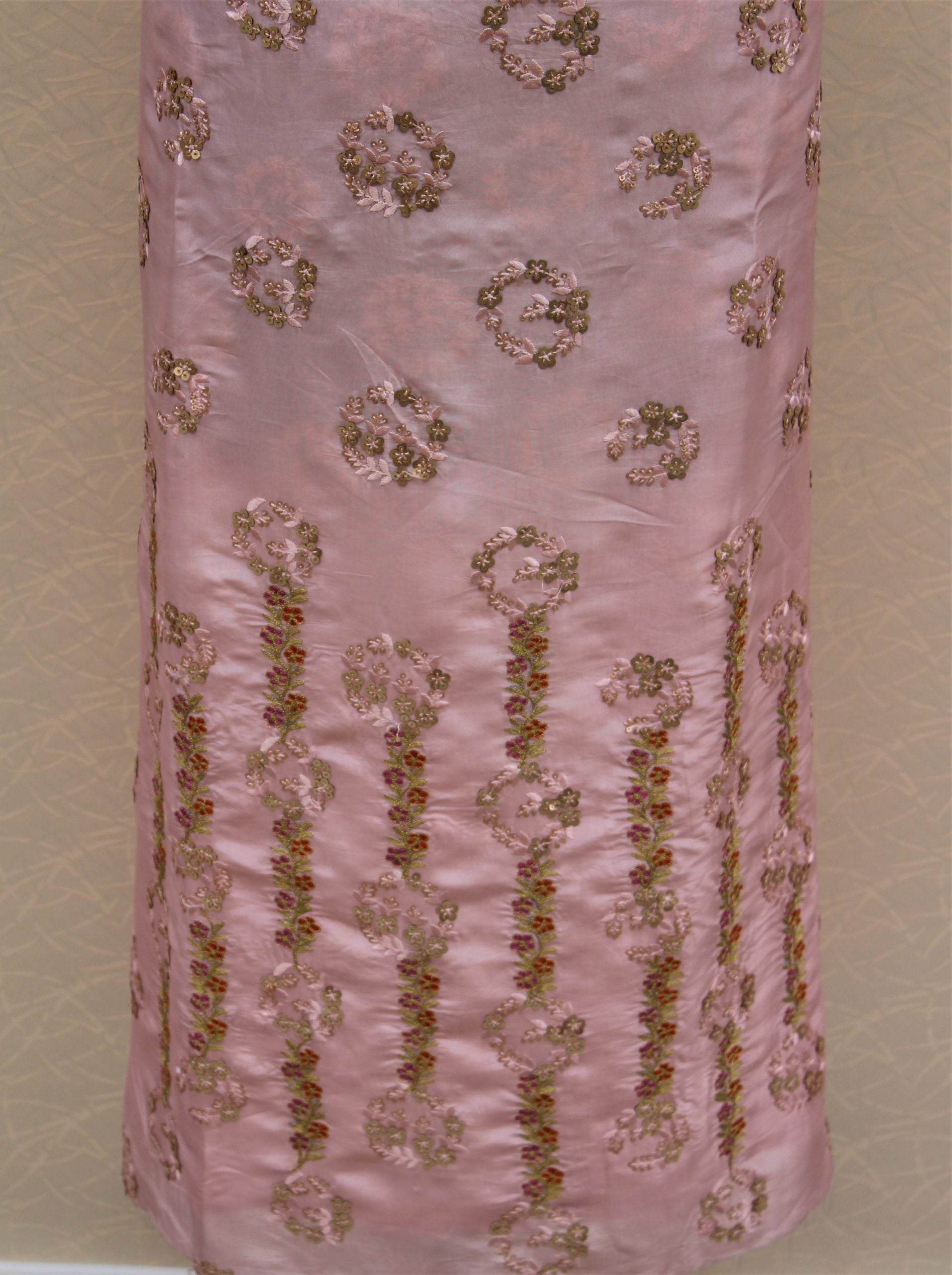 Rose Gold Full Suit With Chinon Chiffon Tie Dye Dupatta