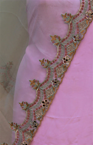 Light Sea Green Organza Hand Work Dupatta