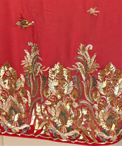 Maroon Georgette Chiffon Hand Work Dupatta