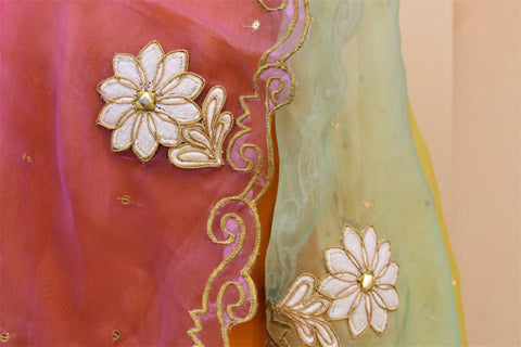 Tie and Dye Multi Colour Organza Dupatta